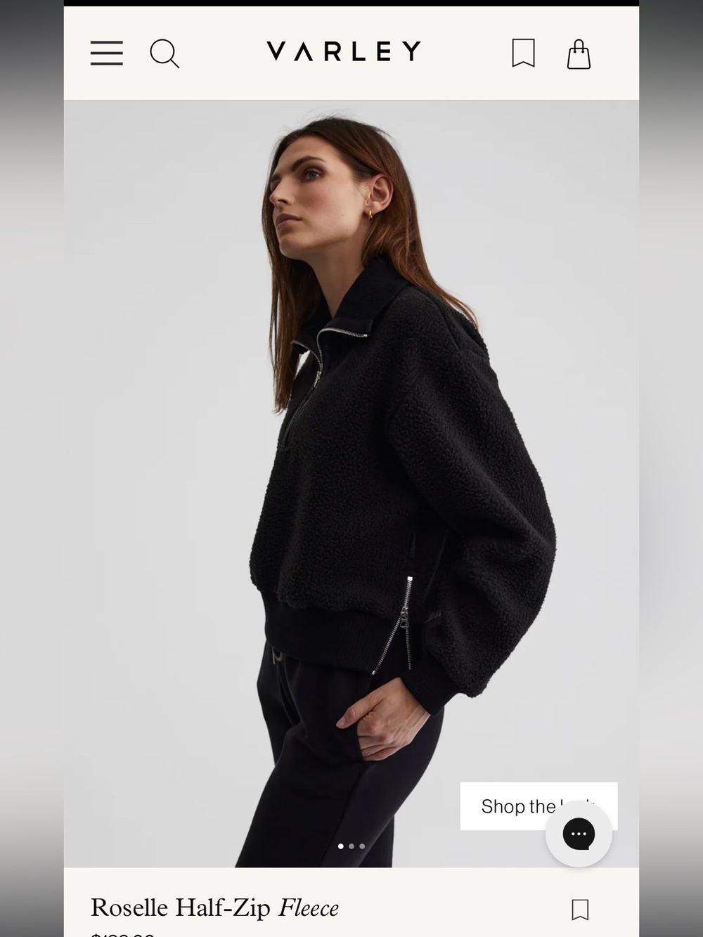 Varley Black Roselle Half-Zip Teddy Jacket